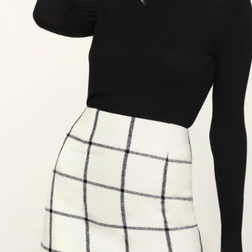 Lulu's Spence White Plaid Mini Skirt